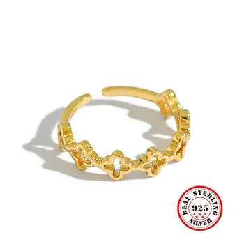 

925 Sterling Silver Minimalist Gold OpeningKorean Rings For Women Statement Ring Anillo Plata Mujer Fine Jewelry