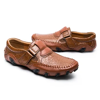 

2019 Mens Shoes Casual Luxury Genuine Leather Men Loafers Breathable Driving Shoes Slip on Moccasins Dropshipping