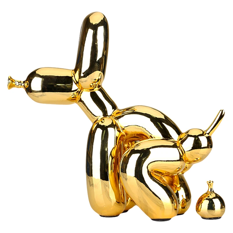 Dog Statue Ornament Creative Poop Balloon Dog Statue Home Decoration Modern Nordic Cute Animal Resin Art Sculpture Desktop