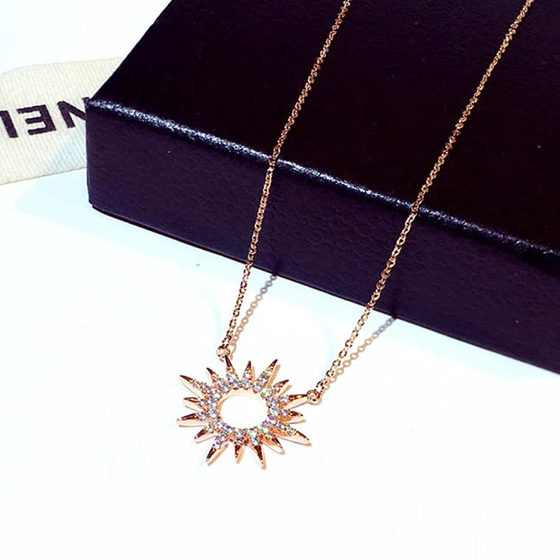 Luxury Shine Micro Inlaid cz Circle Women Necklace AAA Cubic Zirconia Hot Sale Simple Delicate Thin Clavicle Kolye Chain Pendant