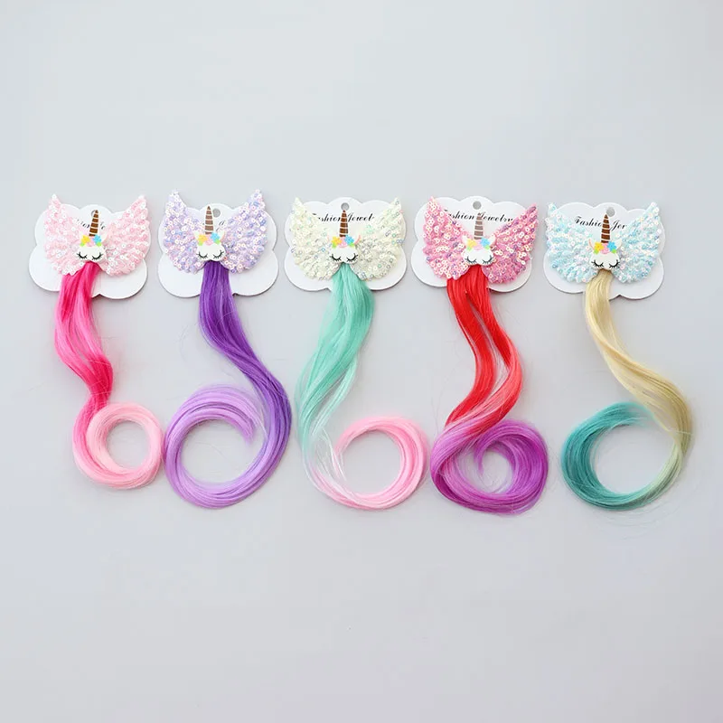 Новые Красивые градиентные цветные парики для девочек, заколки для волос принцессы, украшение ободок для волос, заколки для волос, Детские аксессуары для волос