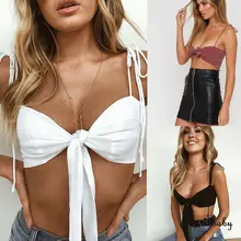 Кроп-топ Frauen, Повседневная футболка Bluse Weste, топы на бретельках с ярмеллозой, Baumwolle