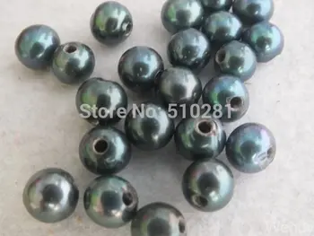 

wholesale 200pcs 9-10mm AAA+ High Quality Black Round Pearl, Loose Freshwater Pearl With 2mm Hole