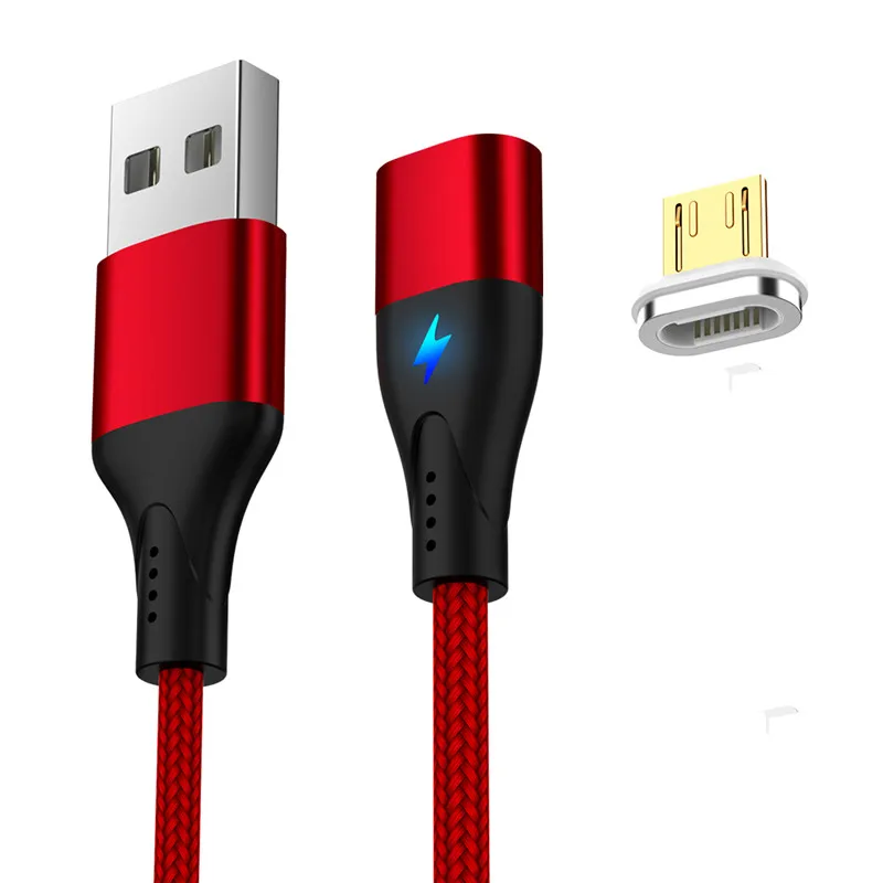 3A Магнитный кабель Micro USB для быстрой зарядки type C usb-кабель для Xiaomi 1 м Магнитный Быстрый зарядный кабель type-C USB для samsung - Цвет: Red  Micro Cable