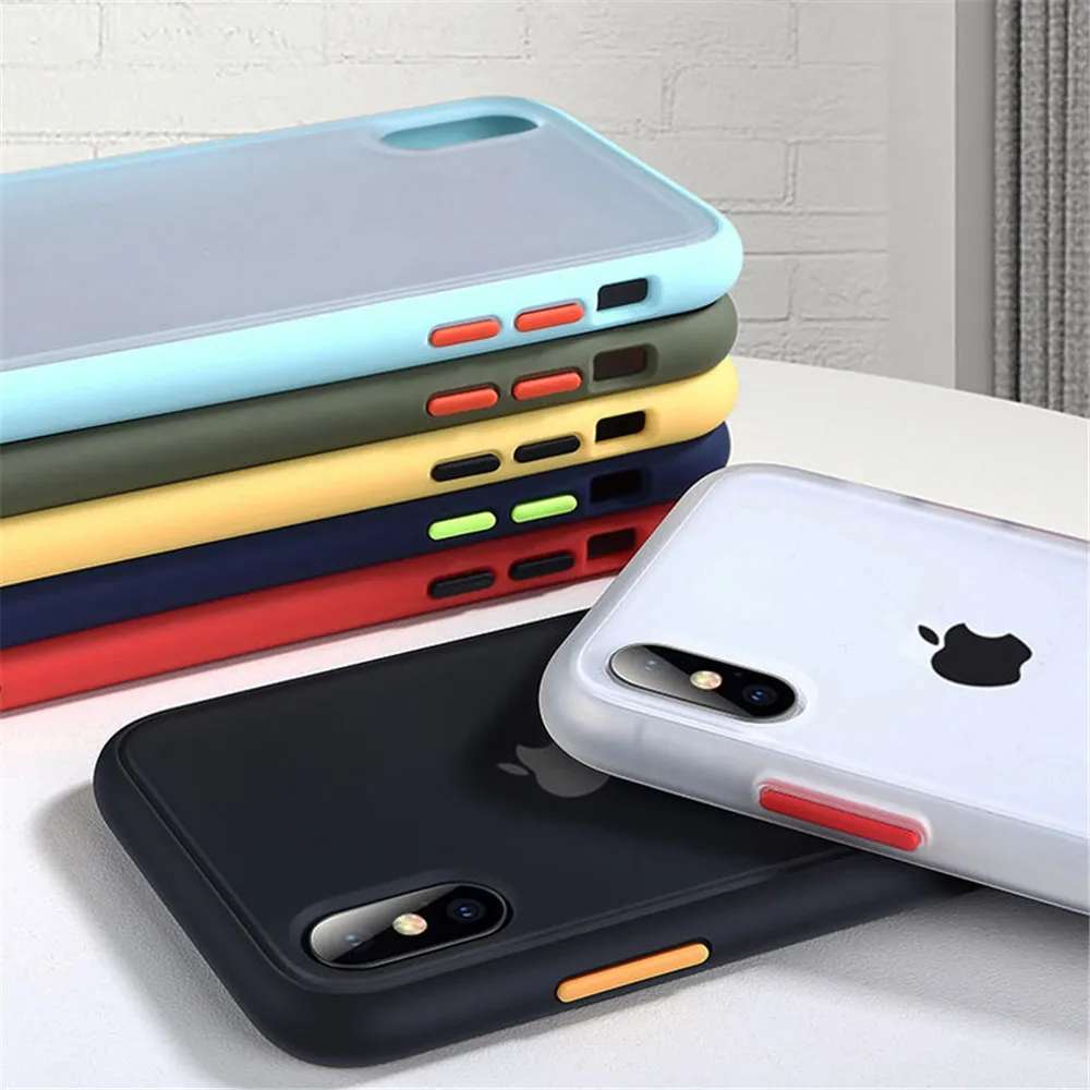Moskado Роскошные противоударные прозрачные телефонные чехлы для iPhone 11 Pro X XR XS Max 7 8 Plus контрастный цвет матовый Жесткий PC задняя крышка