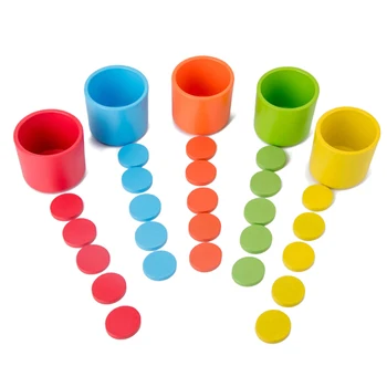 

Kids Creative Circular Plate Stacked Cup Wooden Sorting Cup Math Toy Montessori Game Early Learning Educational Montessori Toys
