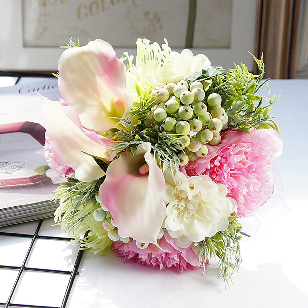 New 1Bunch Artificial Peony Decorative Party Silk Fake Flowers Peonies For Home Hotel Decor DIY Wedding Decoration High Quality