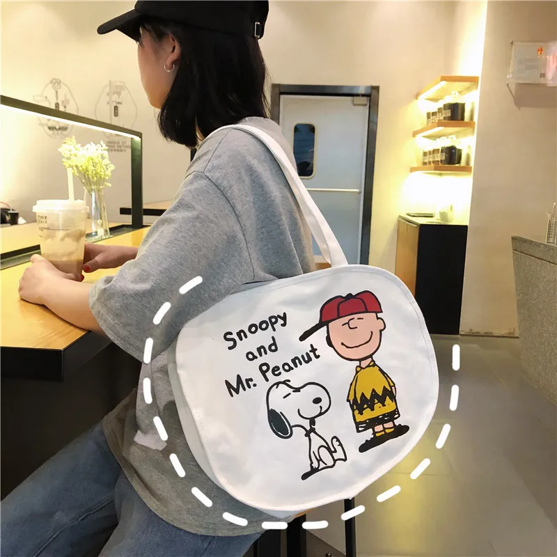 

Canvas Bag Women's Shoulder Cloth Students Cute Japanese-style Harajuku Wind INS GIRL'S Heart Cartoon Pattern Environmentally Fr