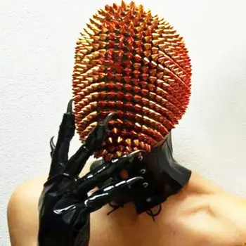 

Halloween Cosplay Face Mask Stud Spike Jewelry Full Face Cover Holiday Party Decor Costume Adult Halloween Event Cosplay Prop