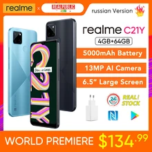 realme C21Y C21-Y Smart Phone Global Version 4GB 64GB NFC 5000mAh Battery 6.5" Large Screen 13MP AI Quad Cameras 3 Card Slot