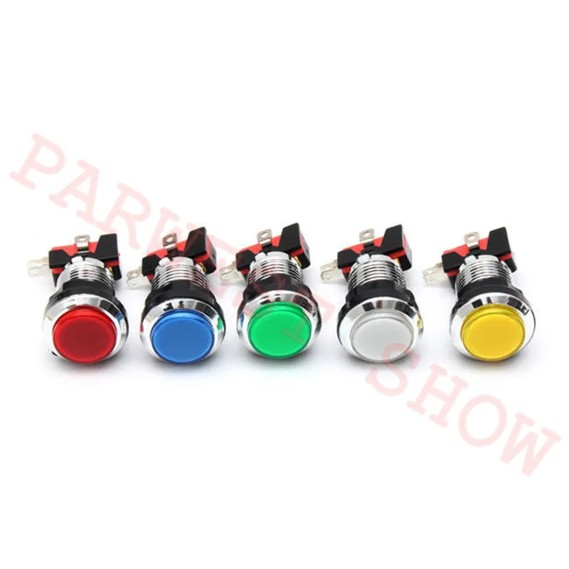 1PC/LOT CHROME Plated illuminated 12v LED Arcade Push Button with microswitch player 1 and