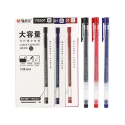 M & G pluma de Gel de gran capacidad Y5501, pluma estilográfica con tubo de aguja completa de 0,5mm, color negro, para oficina y escuela, de plástico Normal, 6 piezas