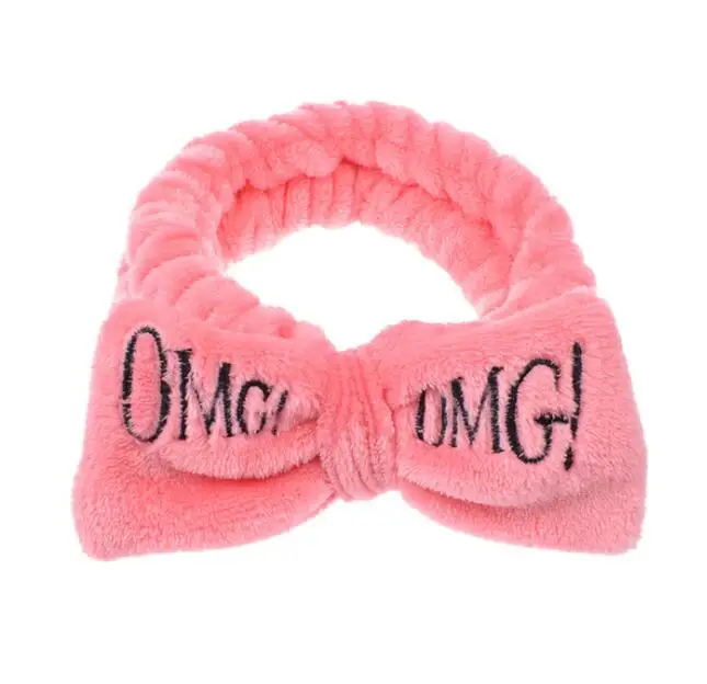 OMG Watermelon red Модный ободок с бантиком и надписью OMG для женщин и девочек, коралловый флис, повязка на голову для лица, головные уборы, резинки для волос, аксессуары для волос в виде тюрбана - Цвет: OMG Watermelon red