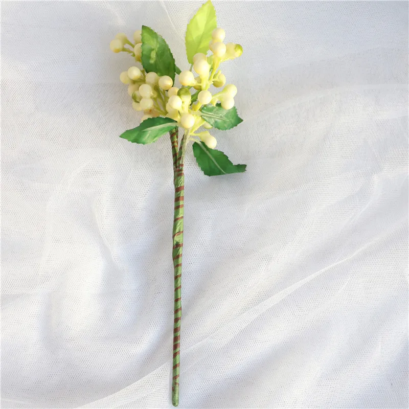 Искусственные красные вишневые цветы ягоды свадебное украшение искусственное растение Рождественский цветок Новогодний венок-гирлянда ягодный Декор - Цвет: Белый