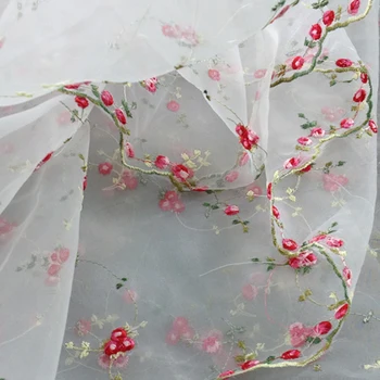 

Apparel Sewing Rosette Organza Lace Fabric for Dress,Red Flower Embroidered Fabric for Curtain,Diy Tissue Skirts Patchwork Cloth