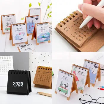 

2020 New Year Simple Cartoon Mini Calendar Creative Desk Vertical Paper Multi-function Timetable Plan Notebook Daily Schedules