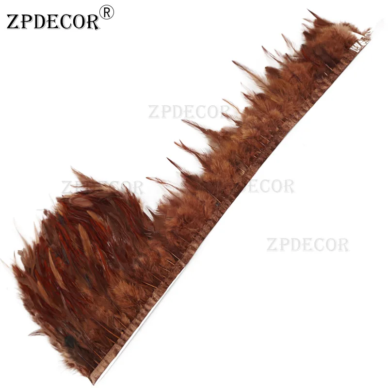 Zpdecor 1 ярд Куриные перья отделка украшения Качество производство одежды перья для ремесел - Цвет: Коричневый