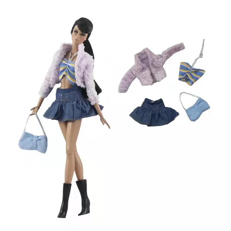 

1/6 BJD Doll Clothes Fashion winter Coat Vest Jeans Skirt for Barbie Clothes Set Outfit 11.5" Dolls Accessories Kid DIY Toy Gift
