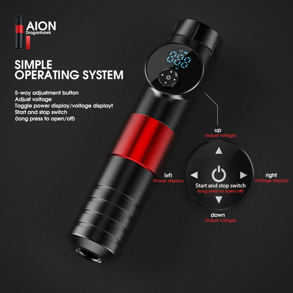 Hot Dragonhawk LED Display Wireless Battery Pen Rotary Tattoo Machine RCA Permanent Makeup Machine Accessories for Tattoo