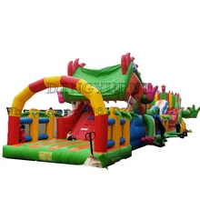 Commercial PVC Giant Inflatable Amusement Park Inflatable Slide Bounce Combos With Inflatable Obstacle Course