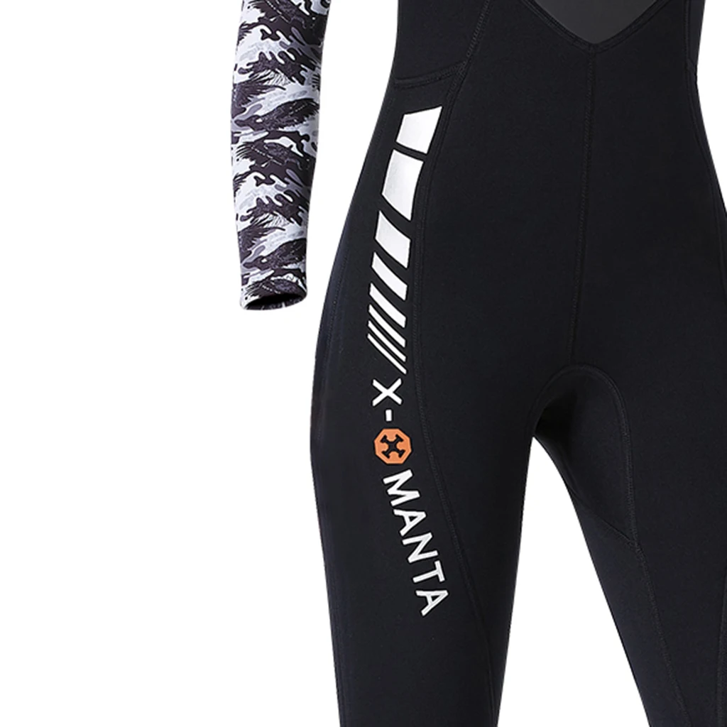 Womens Full Wetsuits Wear-resistant 3mm Neoprene Long Sleeve Back Zip Wetsuit Diving Suit for Diving Snorkling Swimming 
