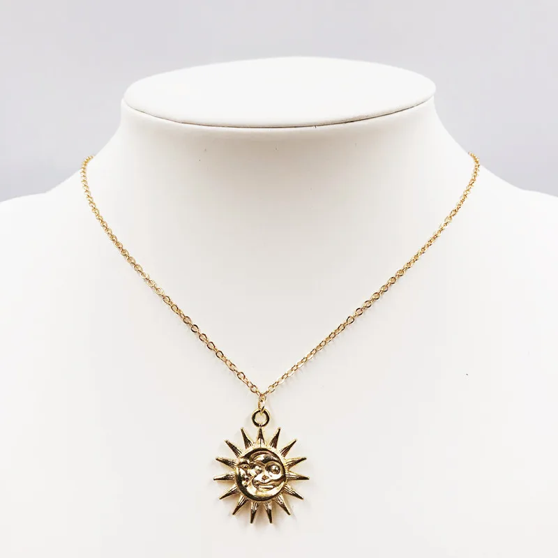 Модный медальон в форме солнца ожерелье сплав солнце кулон occidental стиль подарок