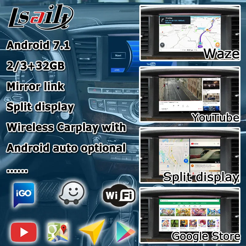 Интерфейс Android / carplay для Infiniti QX60 JX35 2012 2017 с G Q70 QX50 QX70 QX80 и т. Д. видеинтерфейс
