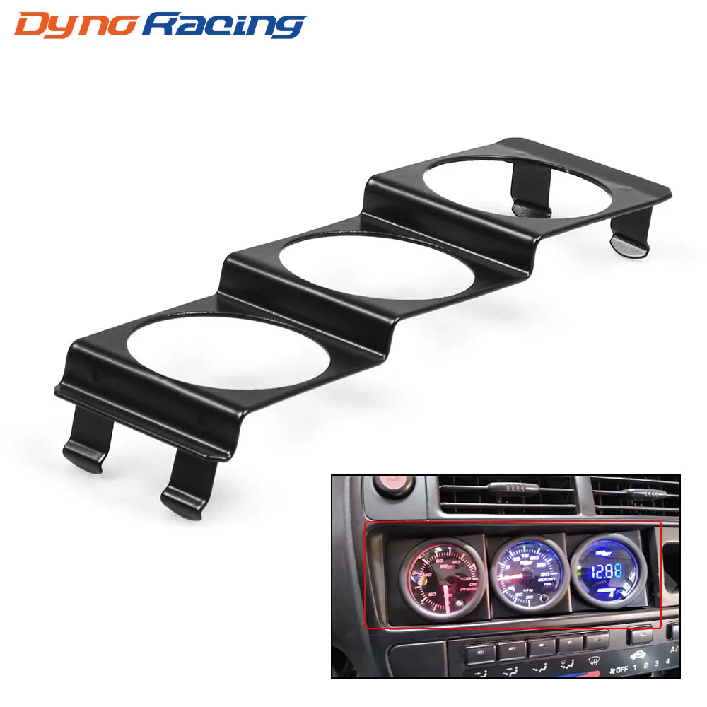 Car Meters Holder Universal 52mm Tripe 3 Gauge Meter Radio Din in Dash Panel Pod Black 2inch BX102259-BK