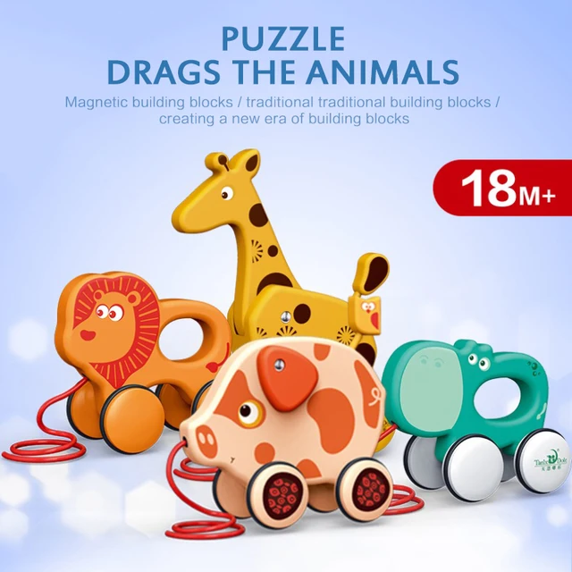 To Pull Animal Newborn Early Teaching Walker Toys Baby Toddler Toy Cartoon Animal Trailer Toddler Toys Hand Push Pull Walks Plan 5