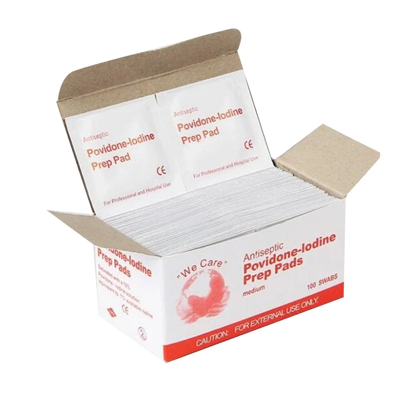

MOOL 500 Pcs Portable Povidone-Iodine Prep Pad Sealed Sterile Packing Disposable Wound Disinfection Pad for Outdoor Travel Home