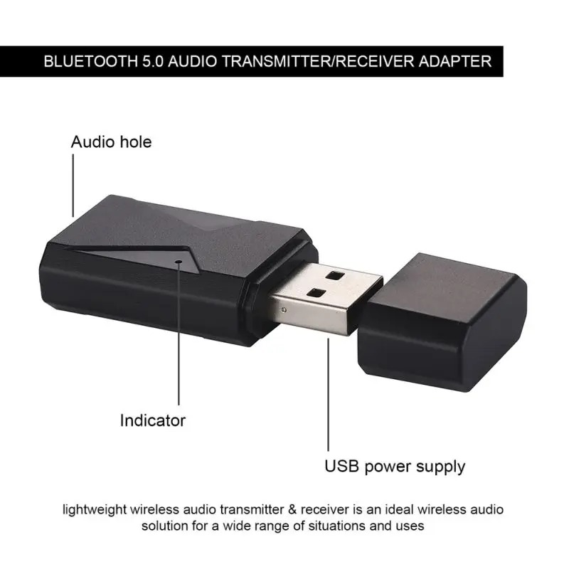 2 в 1 USB Bluetooth 5,0 адаптер аудио беспроводной передатчик приемник 3,5 мм AUX разъем для ТВ автомобильный ноутбук