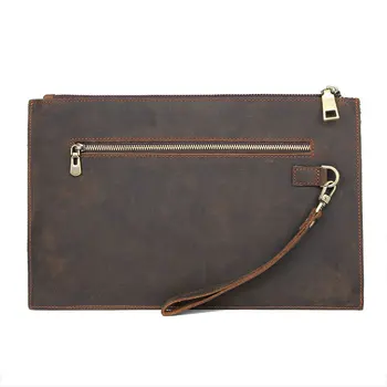

YILUNXI 2020 Classic male large capacity wallet Men's anti-magnetic zipper wallet Genuine leather retro men's business bag
