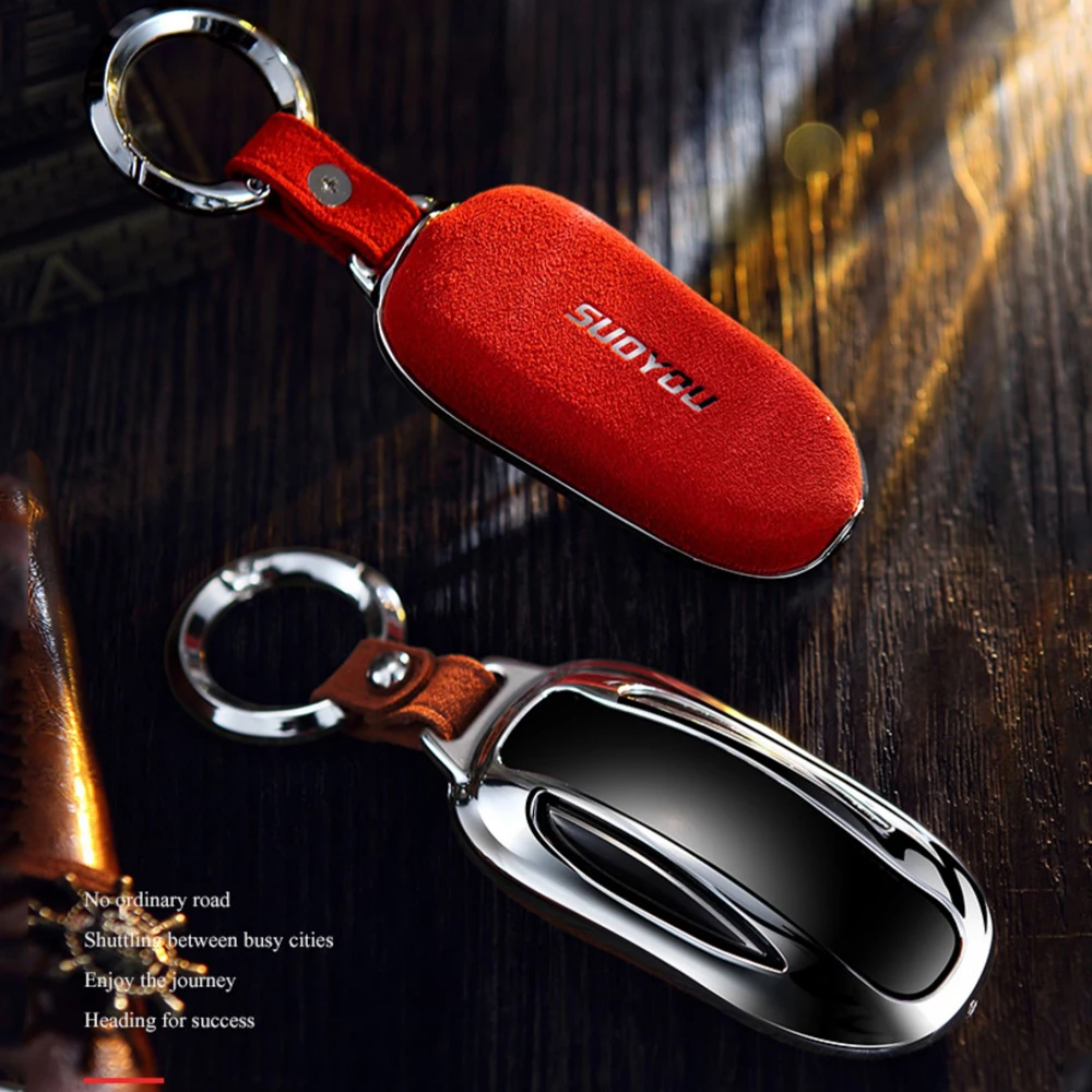 

Auto Black Smart Remote Key Fob Protective Case Cover Durable For Tesla Model X Model S Suede Leather Bag Set key House Pouch