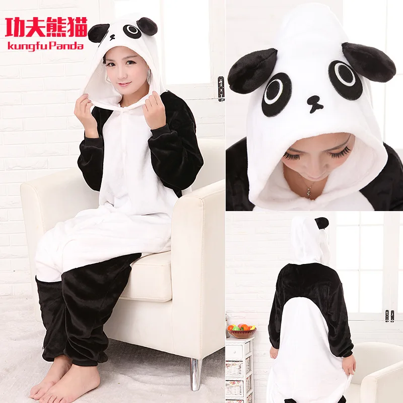 

2019 new Kigurumi Unicorn Pajamas Cartoon couple kungfu panda animal Nightgown Onesie kigurumi for men and women