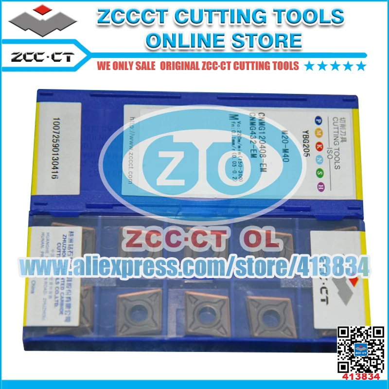 50pcs ZCC cnc tool CNMG120408 -EM YBG205 CNMG 120408 EM zccct turning inserts cutter CNMG120408-EM for machining of stainless |