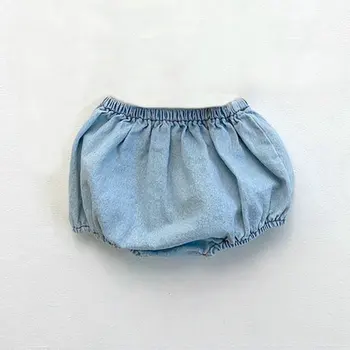 

2020 Newborn Baby Jeans Bloomers Shorts Baby Girl Denim PP Pants Cotton Linen Triangle Solid Girls Shorts Summer Trouser Toddler
