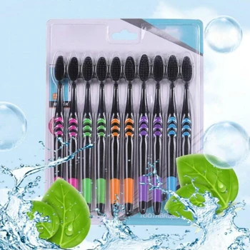 

10pcs Bamboo Charcoal Toothbrush Dental Oral Care Personal Toothbrush
