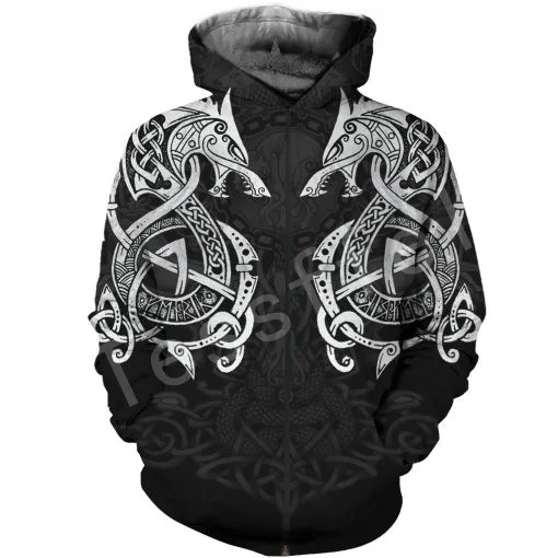 Kaufen Tessffel Unisex Viking Tattoo Kunst Neue Mode MenWomen HipHop 3D Drucken Sweatshirts Hoodie Jacke Harajuku Casual Stil  2