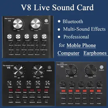 

Live Sound Card V8 Audio External USB Headset Microphone Live Broadcast Sound Card for Mobile Phone Computer PC