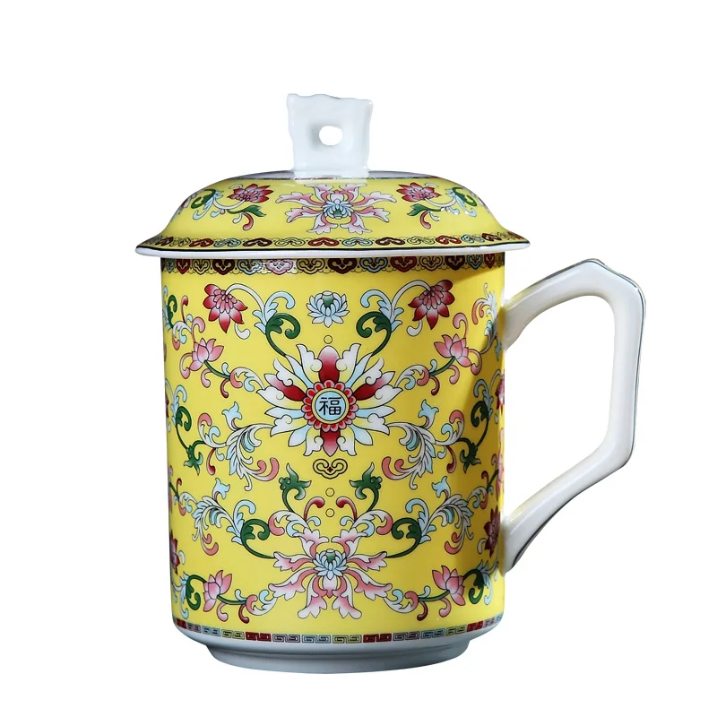 Jingdezhen кофейная кружка 500 мл эмаль костяного фарфора чайные кружки с крышкой набор