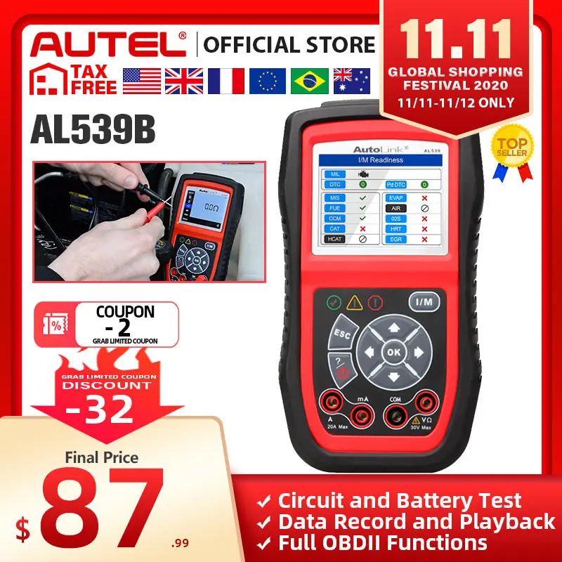 Autel Autolink AL539B OBD2 scanner automotive