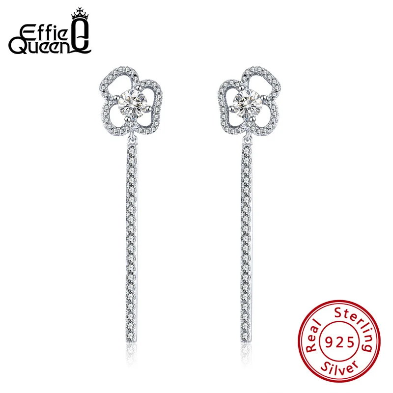 

Effie Queen Elegant AAAA Cubic Zircon Drop Earring Real 925 Sterling Silver Women With Flower Shape Earring Jewelry Gift BE202