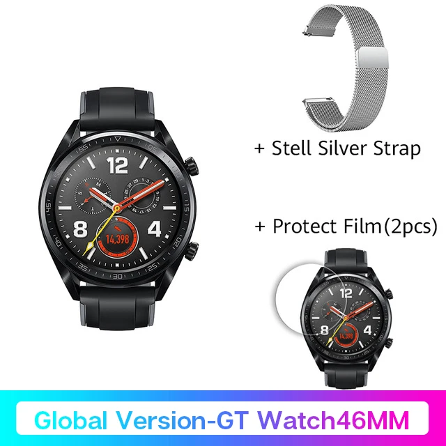 Bla46mm Add FilmSTSL Global HUAWEI Watch GT, водонепроницаемые Смарт-часы Not2, трекер сердечного ритма, поддержка gps, спортивный трекер, умные часы для Android IOS - Цвет: Bla46mm Add FilmSTSL