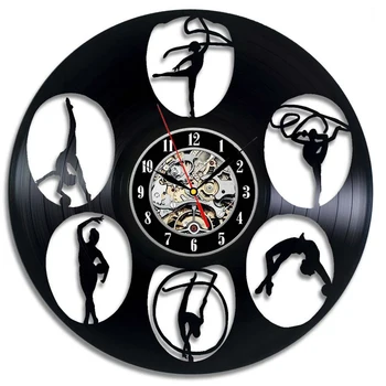 

Vintage Vinyl Record Wall Clock Modern Design Dance Yoga Bodybuilding Vinyl Clocks 3D Wall Watch Home Decor Gifts for Girls