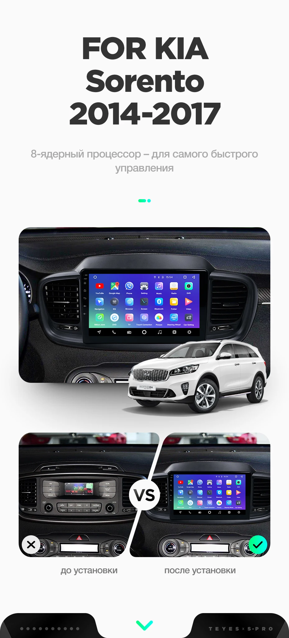 TEYES SPRO Штатная магнитола для Киа Соренто UM Kia Sorento UM- Android 8.1, до 8-ЯДЕР, до 4+ 64ГБ 32EQ+ DSP 2DIN автомагнитола 2 DIN DVD GPS мультимедиа автомобиля головное устройство