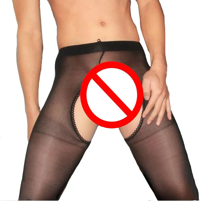 Men Stockings Mens Pantyhose Tights for Slim Man Sexy Lingerie Male Pantyhose Exotic Open Crotch Stockings Mens Night Club Underwear Sex Product Collants