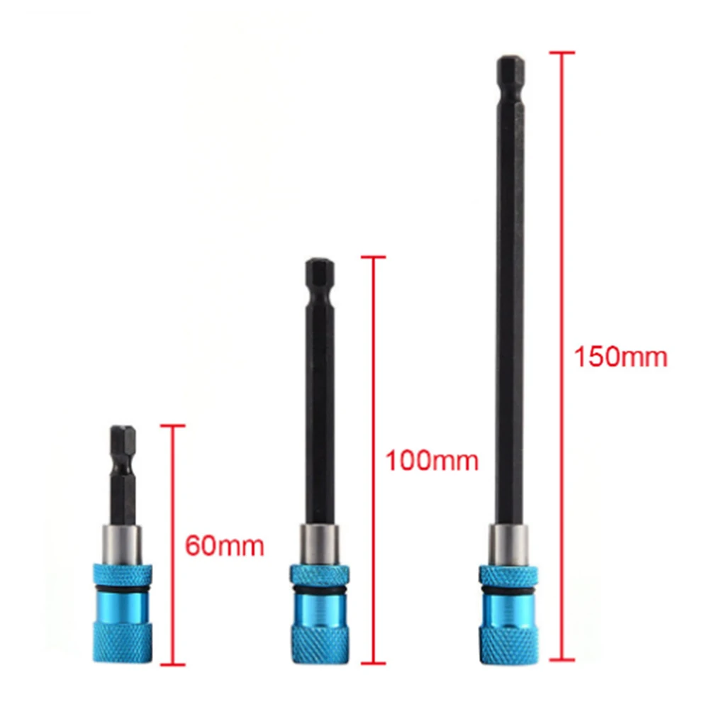 3x 1 4 Hex Quick Release Magnetic Screwdriver Extension Bit Holder Blue