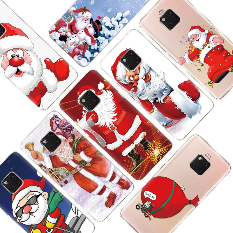 

Christmas Santa Claus Clear Soft TPU Case For Huawei P Smart Plus 2019 Mate 10 20 30 P30 P20 P10 P8 P9 Lite 2017 Pro Case Coque