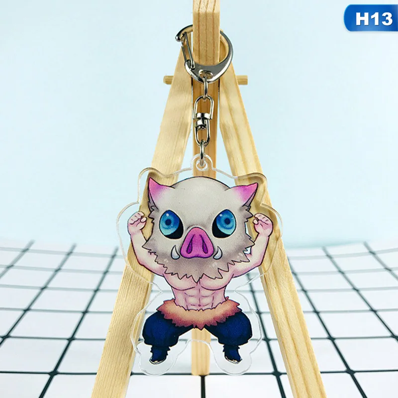 KEY4779H13 Аниме демон убийца Kimetsu no Yaiba акриловый брелок для ключей гоночные ремни - Цвет: KEY4779H13
