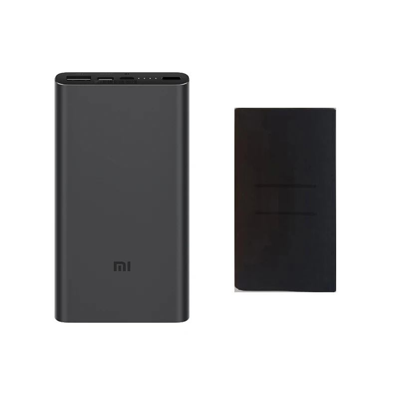 Black add Black 10000 мАч Xiaomi Mi внешний аккумулятор 3 PLM12ZM Двусторонняя Быстрая зарядка USB-C Двойной вход двойной выход 10000 мАч Внешний аккумулятор для iPhone 11 Pro - Цвет: Black add Black